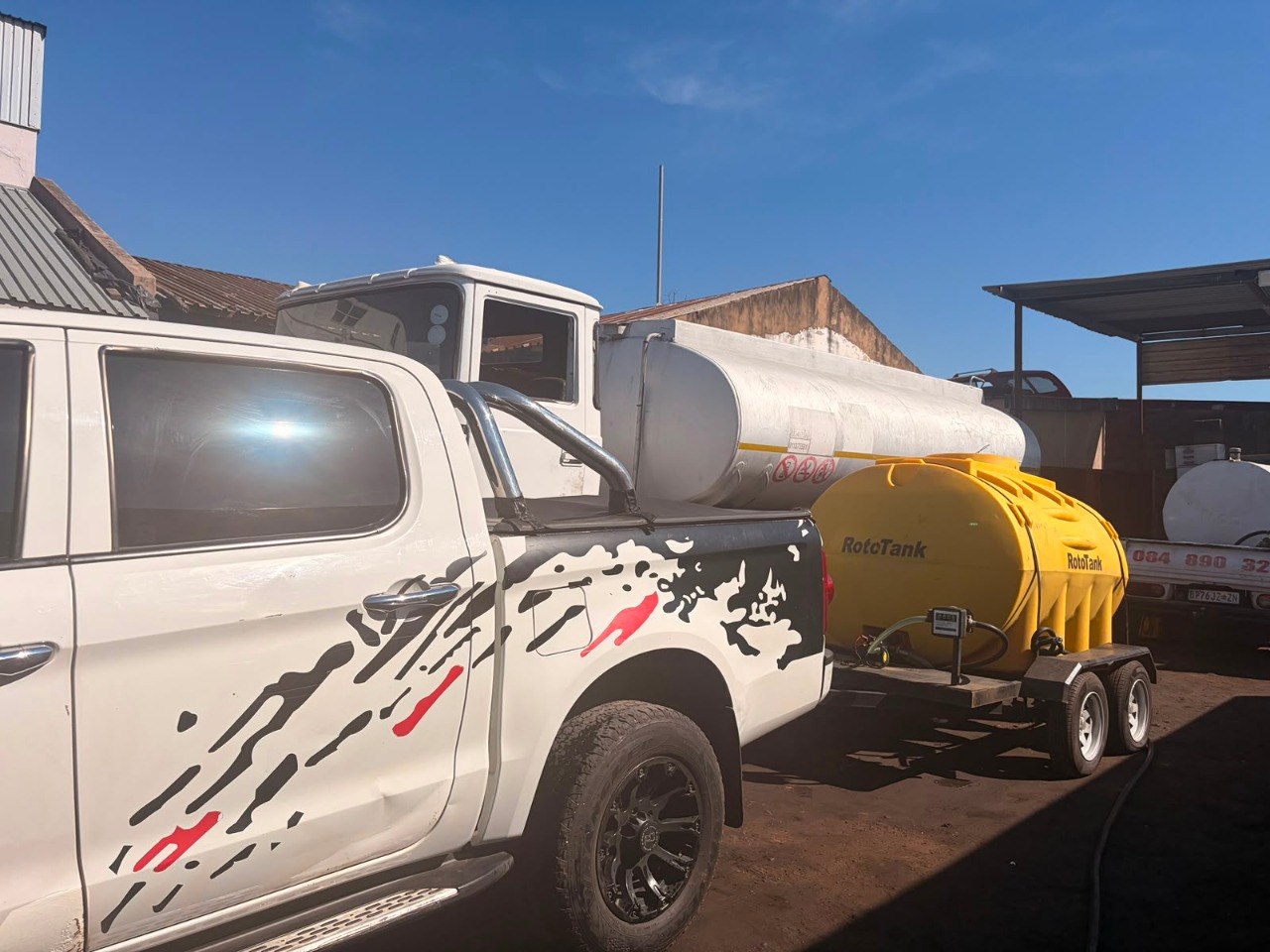 SNDN Fuel Solutions bakkie and mobile fuel trailer at a KwaZulu-Natal depot